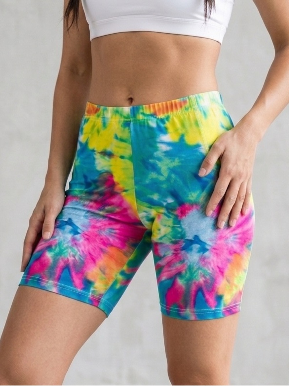 🎯3/$10 VALS Y2K Rainbow Tie Dye Print Bike Shorts Medium